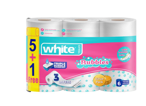 [6224008660378] وايت مناديل تواليت بابلز 6رول